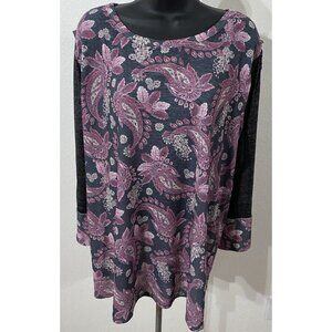 Cato Womens Size 18/20 Top Long Sleeve Braided Sleeves Oversized